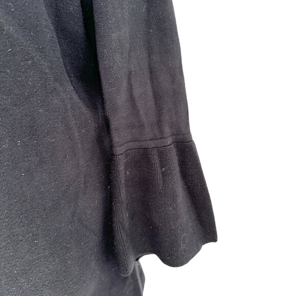 Charter Club Sweater Womens Medium Black Open Front Scalloped Edges 3/4 Sleeve - Picture 3 of 9